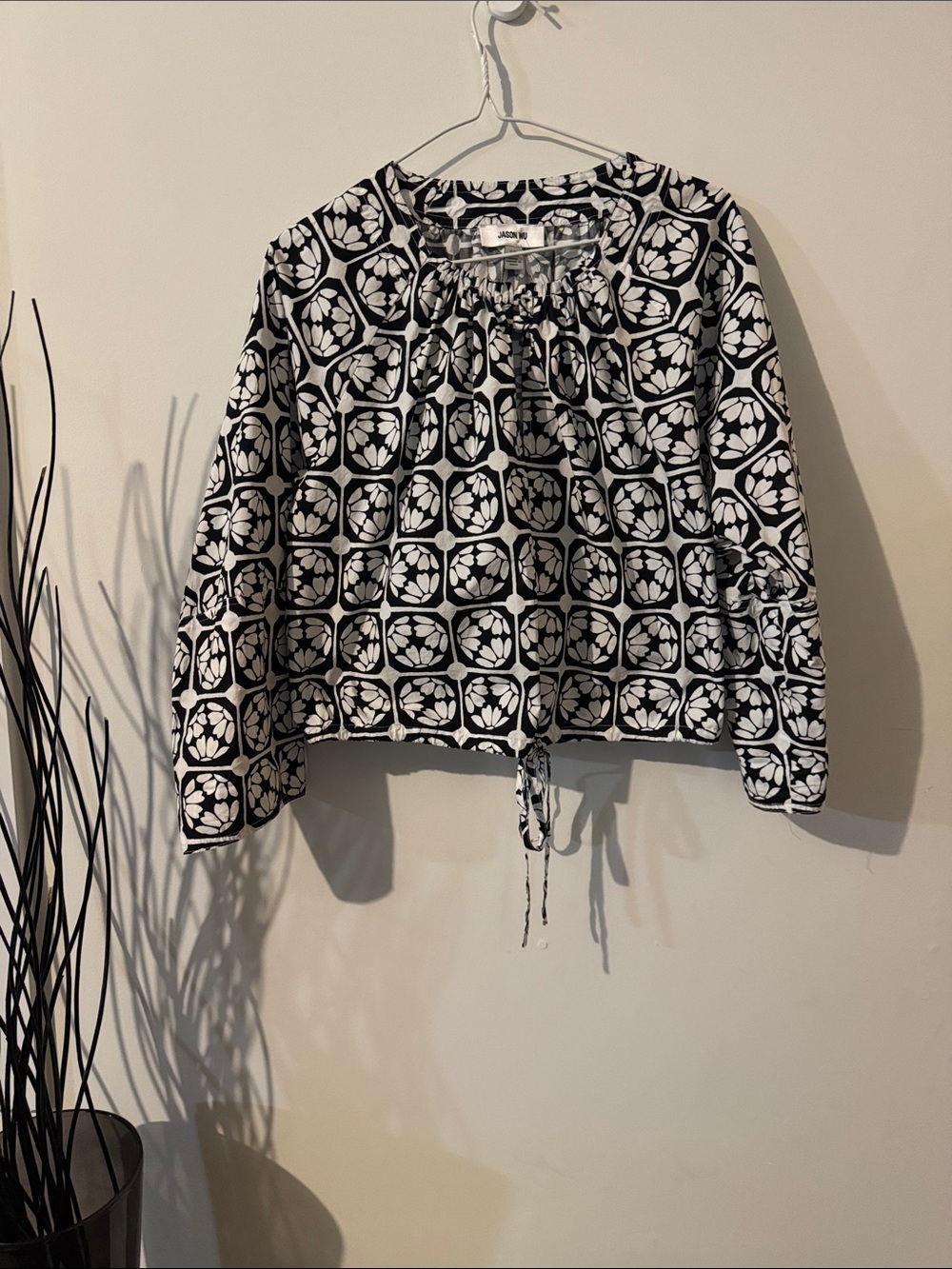 Jason Wu Black & White Patterned Pullover Top